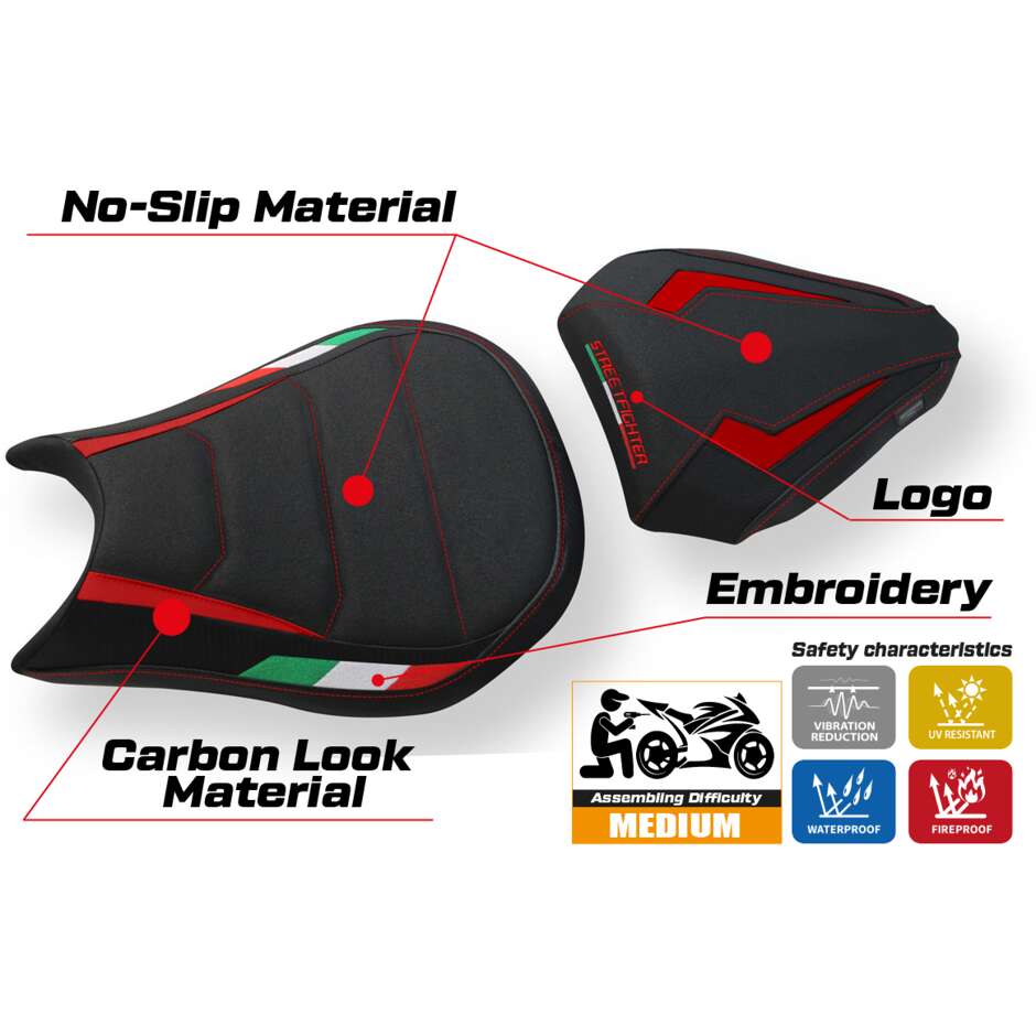 TPZ Italia Sitzbezug speziell für Ducati Streetfighter 2009-2015 Florida Trico Ultragrip