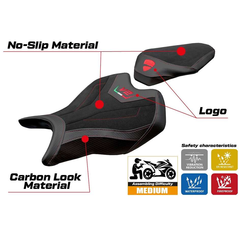 TPZ Italia Sitzbezug speziell für Ducati Streetfighter V2 2025 Modell Roveri Velvet