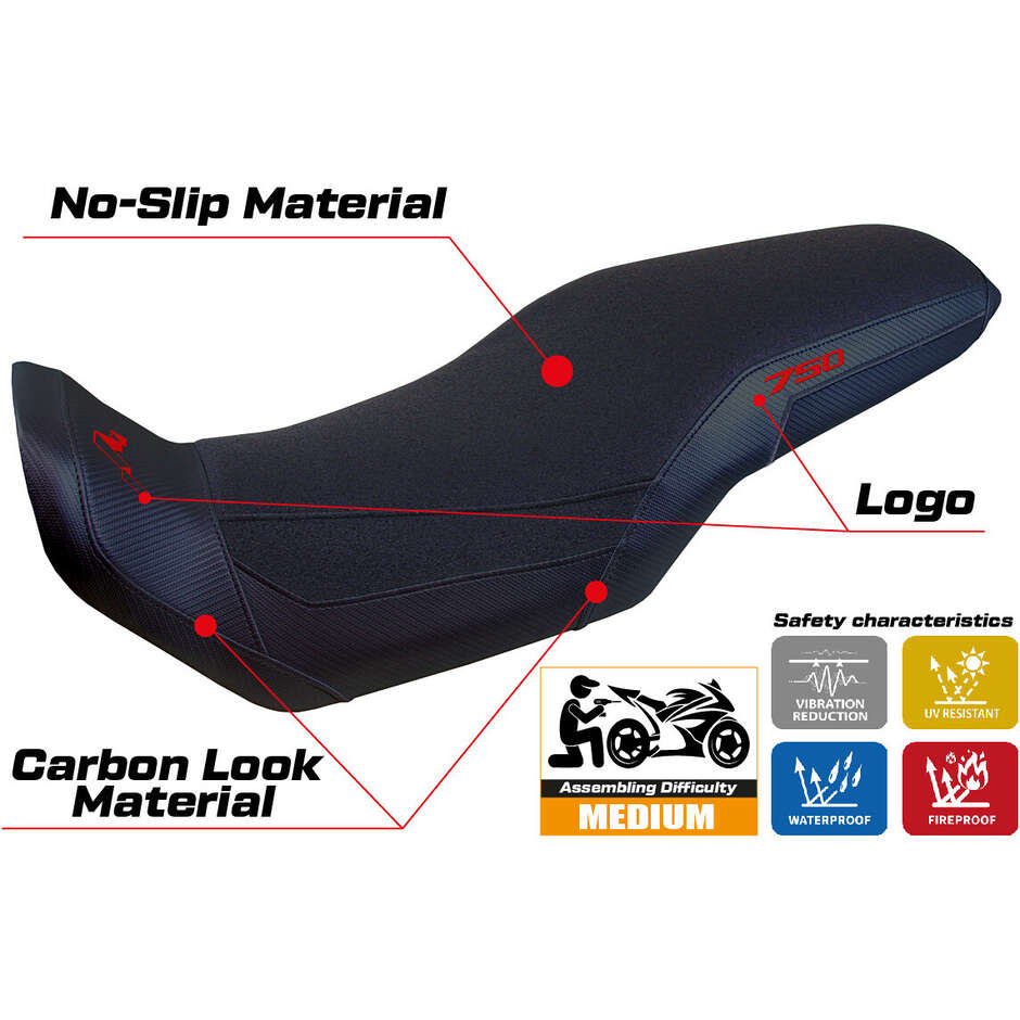 TPZ Italia Sitzbezug speziell für Honda Transalp 750 2023-2025 Malmö Modell Ultragrip