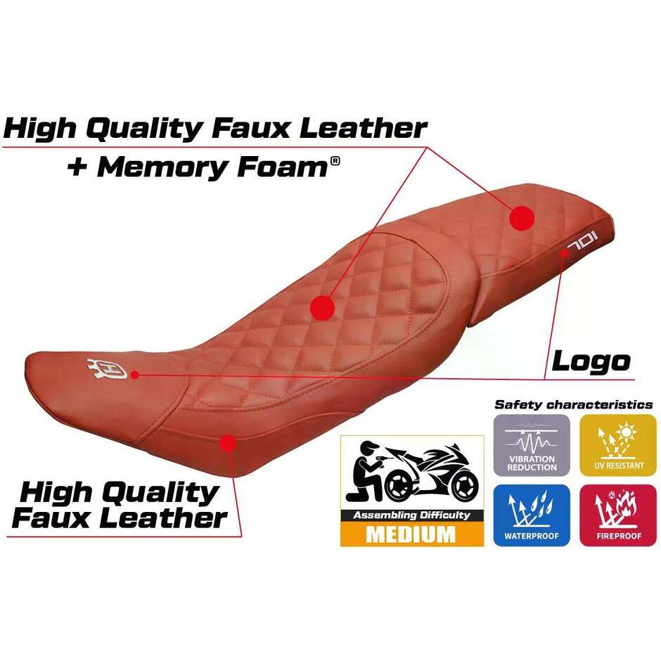 TPZ Italia Sitzbezug speziell für Husqvarna Vitpillen 701 2018–2020, Modell Nacka Vintage Comfort System