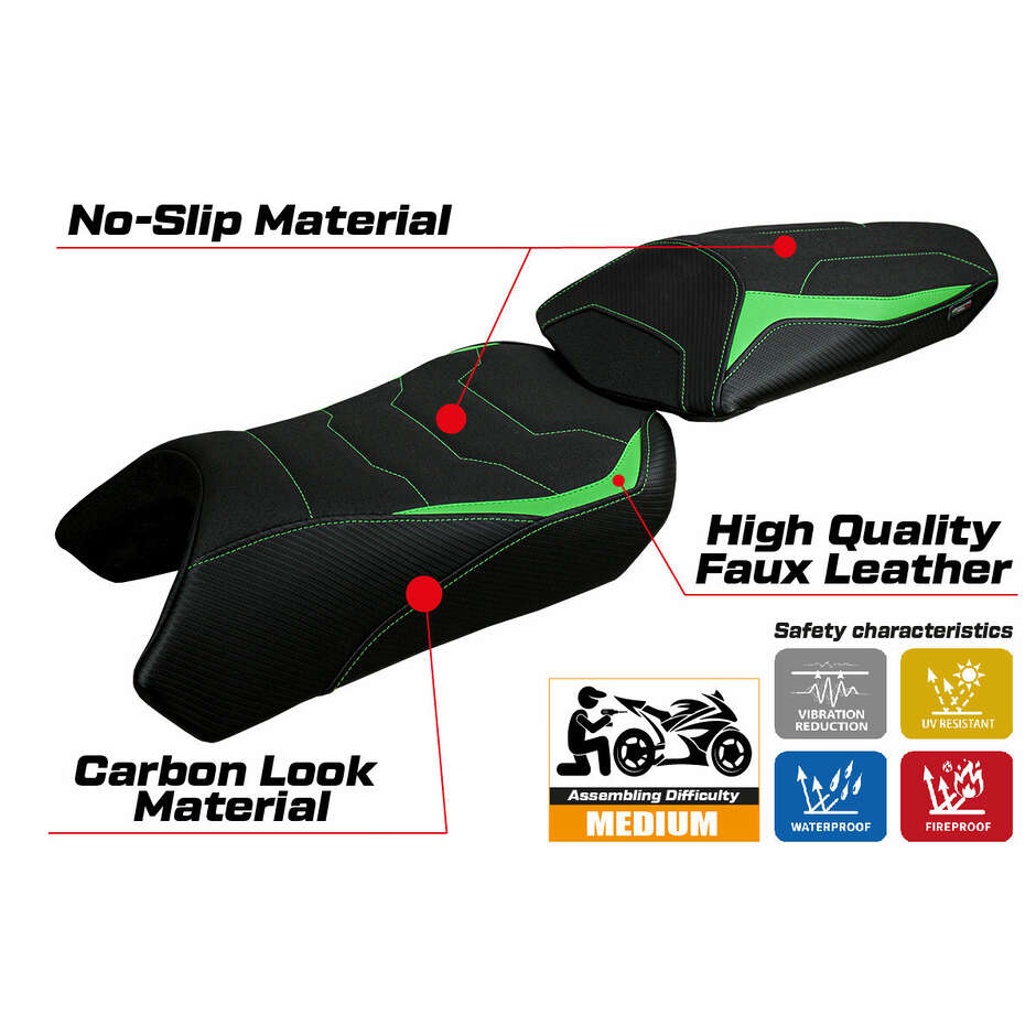 TPZ Italia Sitzbezug speziell für Kawasaki Ninja 1000 / 1000 SX (Modelljahre 2020–2024) Arusha Ultragrip