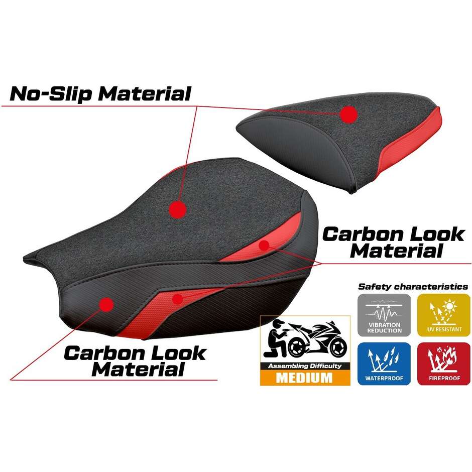 TPZ Italia Sitzbezug speziell für Kawasaki Ninja ZX 10 R 2006-2007 Goku Ultragrip Modell
