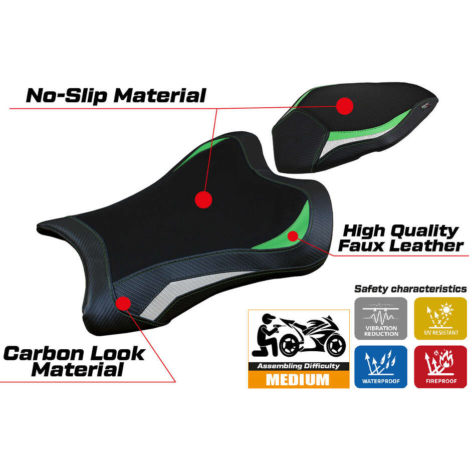 TPZ Italia Sitzbezug speziell für Kawasaki Ninja ZX 10 R 2021-2025 Dexter Modell