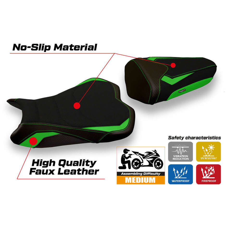 TPZ Italia Sitzbezug speziell für Kawasaki Ninja ZX 10 R (Modelljahre 2008–2010), Quito 2 Ultragrip