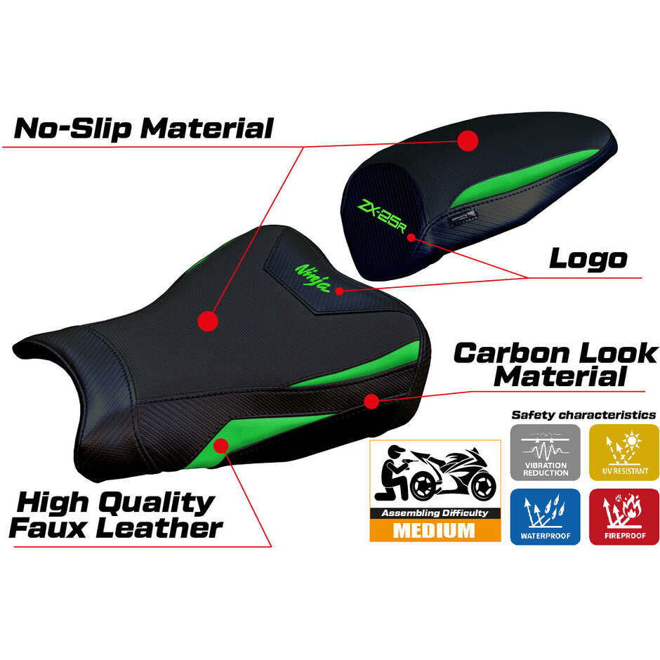 TPZ Italia Sitzbezug speziell für Kawasaki Ninja ZX 25 R 2020-2025 Hermes Modell