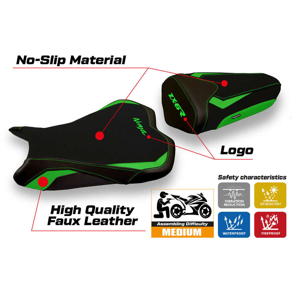 TPZ Italia Sitzbezug speziell für Kawasaki Ninja ZX 6 R 2009 - 2012 Modell Sandy 2