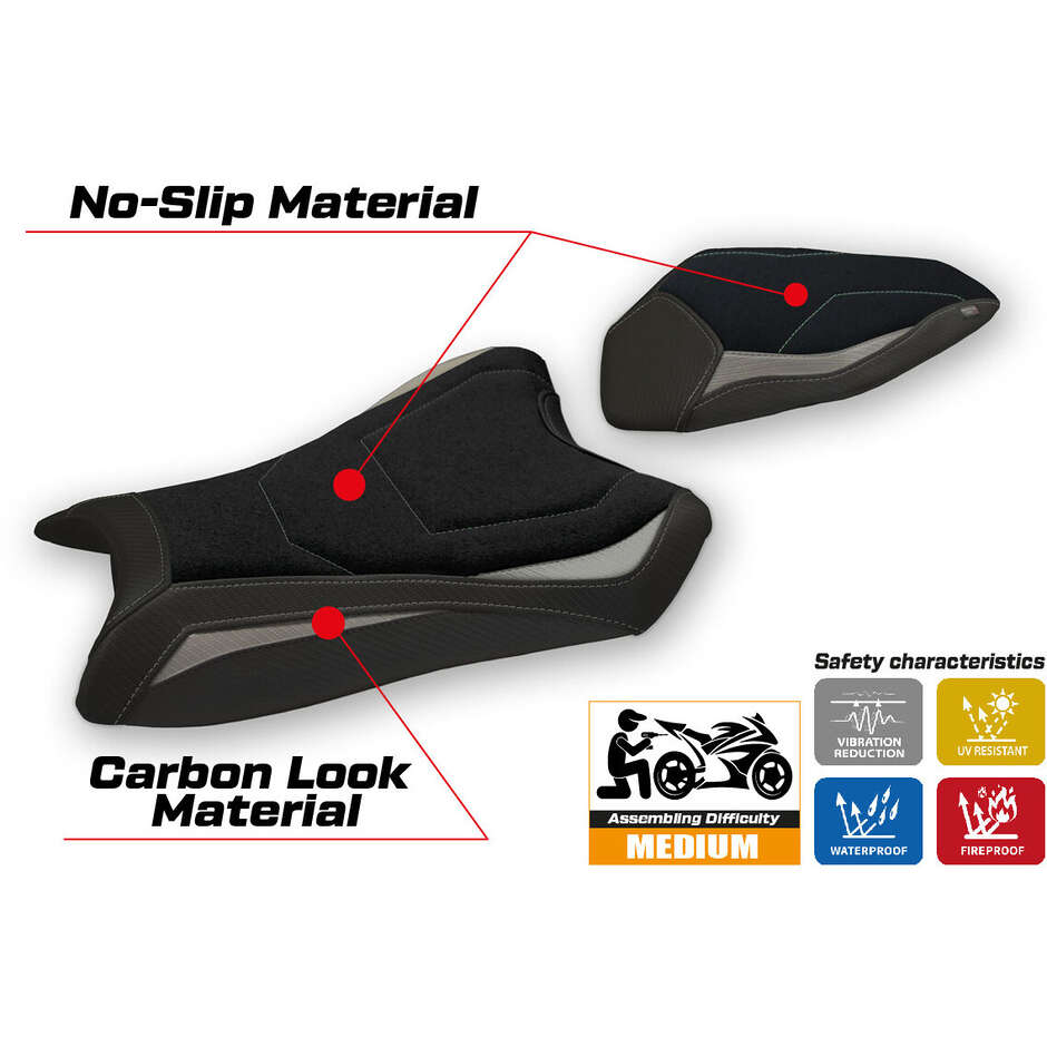 TPZ Italia Sitzbezug speziell für Kawasaki Ninja ZX 6 R 2019-2025 Tomar Ultragrip Modell