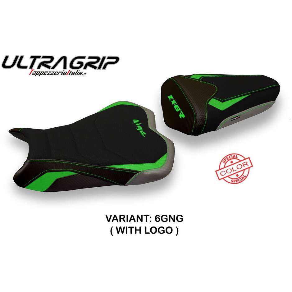 TPZ Italia Sitzbezug speziell für Kawasaki Ninja ZX 6 R (Modelljahre 2009–2012), Sonderfarbe Cracovia, Ultragrip
