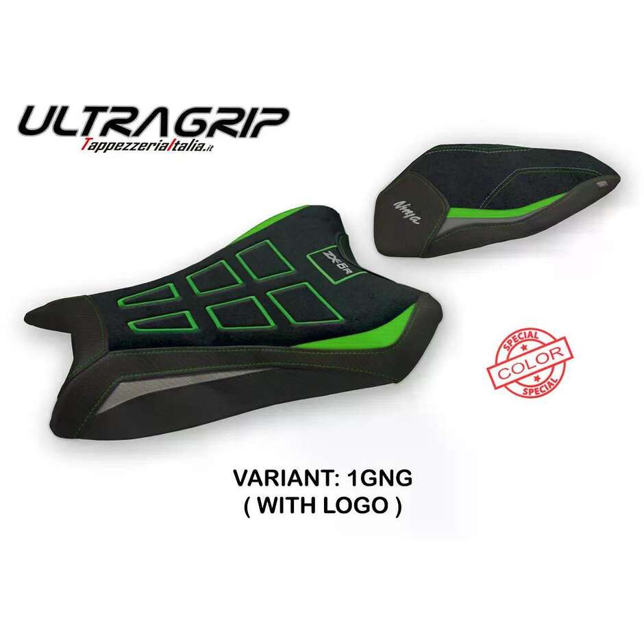 TPZ Italia Sitzbezug speziell für Kawasaki Ninja ZX 6 R (Modelljahre 2019–2025), Sonderfarbe Nelas, Ultragrip
