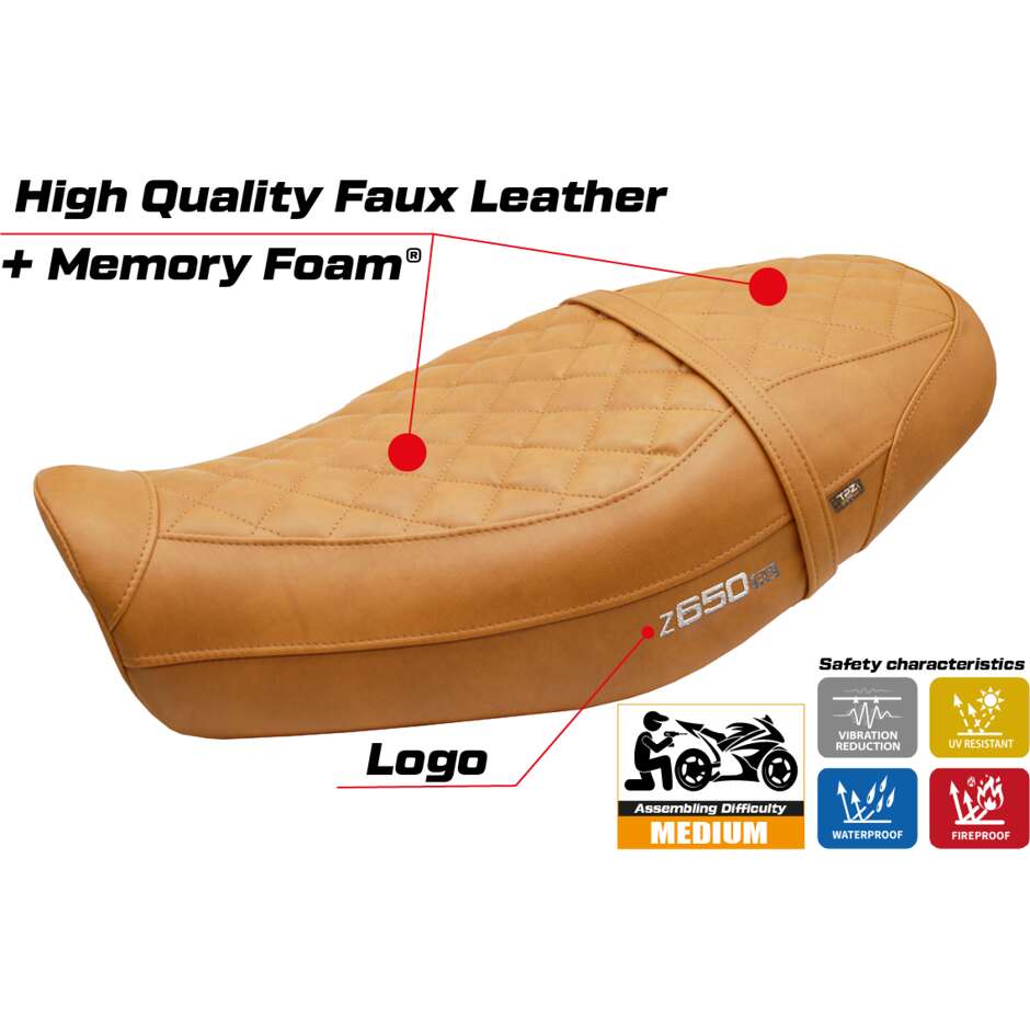 TPZ Italia Sitzbezug speziell für Kawasaki Z 650 RS (Modelljahre 2022–2025) mit Unnan Komfortsystem