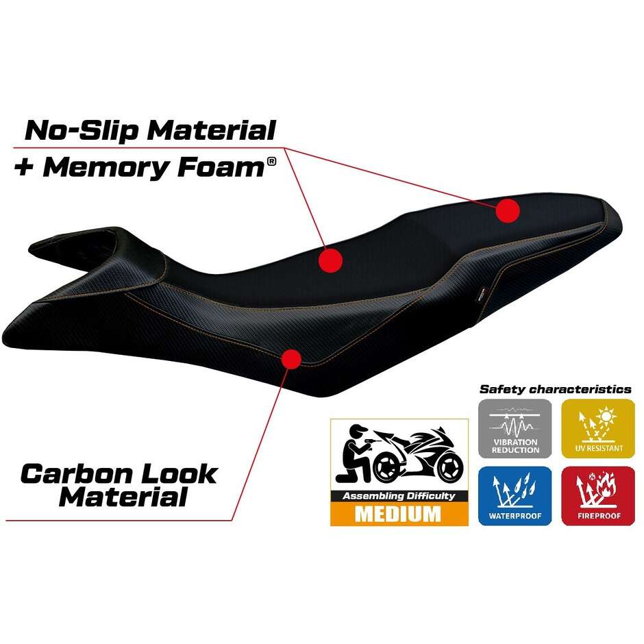 Housse de selle TPZ Italia spécifique pour KTM 890 SMT (modèles 2023-2025) avec système de confort Karma