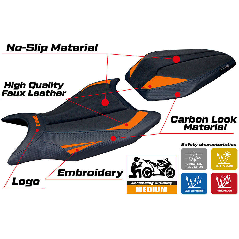 TPZ Italia Sitzbezug speziell für KTM 990 Duke Modell 2024-2025 Cannes Ultragrip