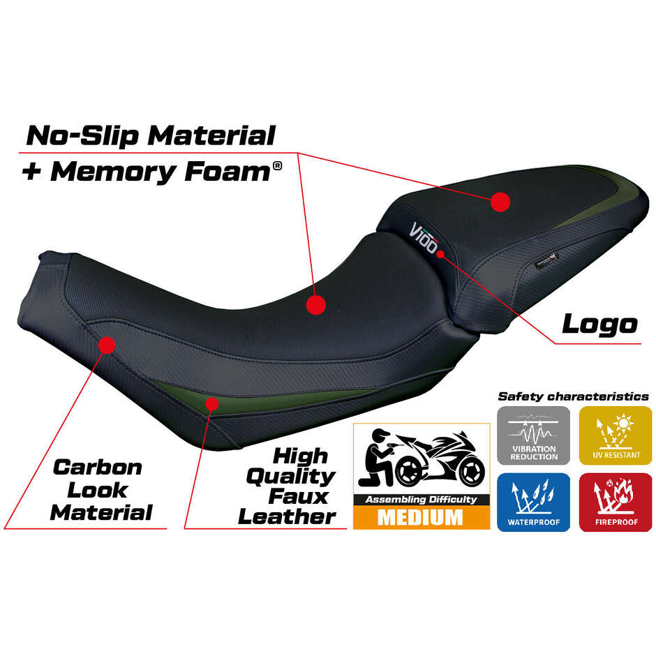 TPZ Italia Sitzbezug speziell für Moto Guzzi V100 Mandello 2022-2025 Modell Misano Comfort System