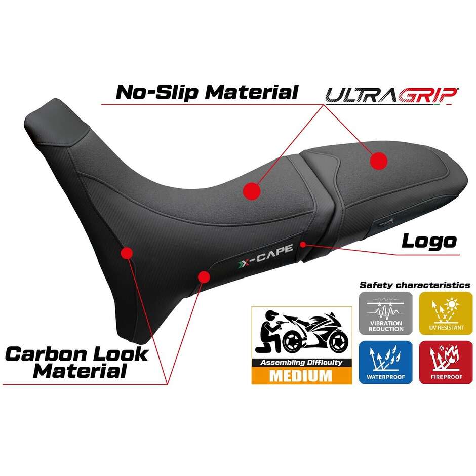 TPZ Italia Sitzbezug speziell für Moto Morini X-Cape 650 (Modelljahre 2021–2025) Reno Ultragrip
