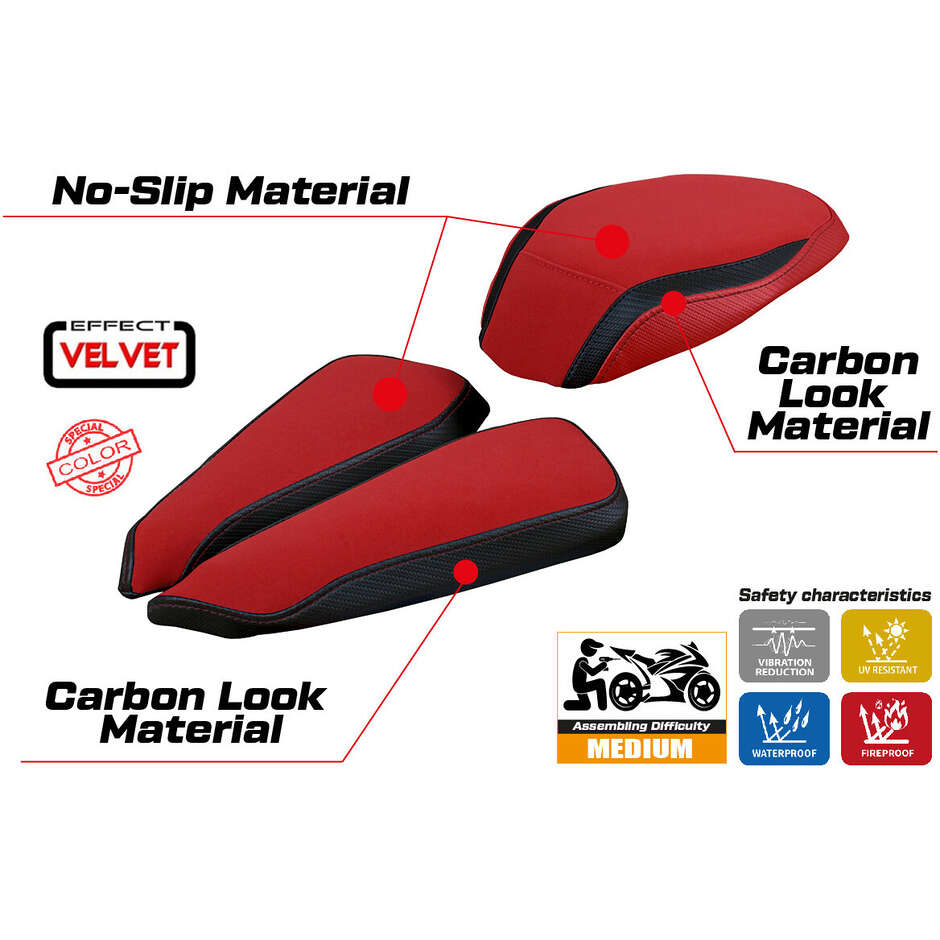 TPZ Italia Sitzbezug speziell für MV Agusta Brutale 1000 RR (Modelljahre 2020–2025), Material: Meilan Velvet