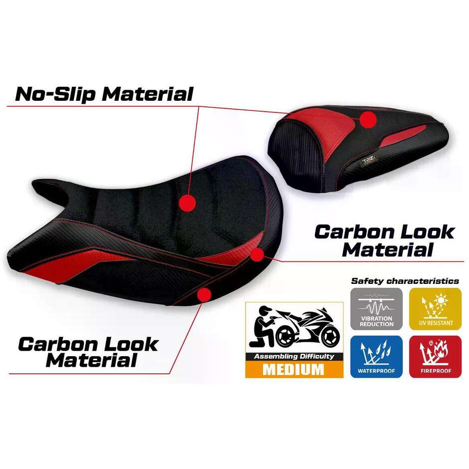 TPZ Italia Sitzbezug speziell für Suzuki GSX S 1000 2021-2025 Lindi Ultragrip Modell