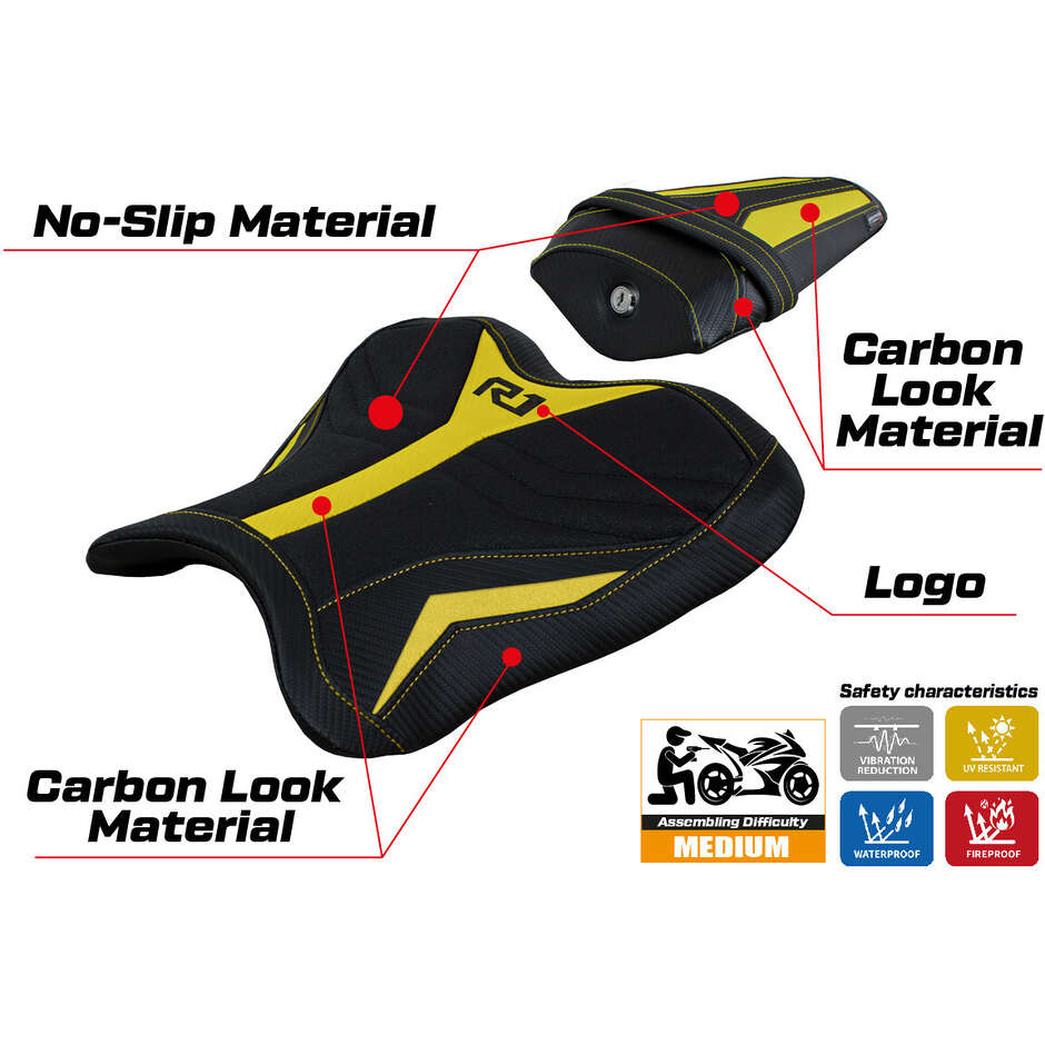 TPZ Italia Sitzbezug speziell für Yamaha R1 Modelle 2015-2025 Kagran Ultragrip