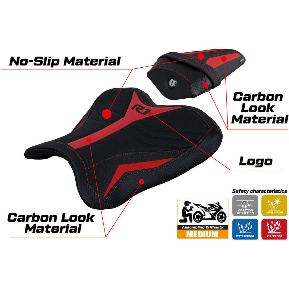 TPZ Italia Sitzbezug speziell für Yamaha R1 Modelle 2015-2025 Kagran Ultragrip