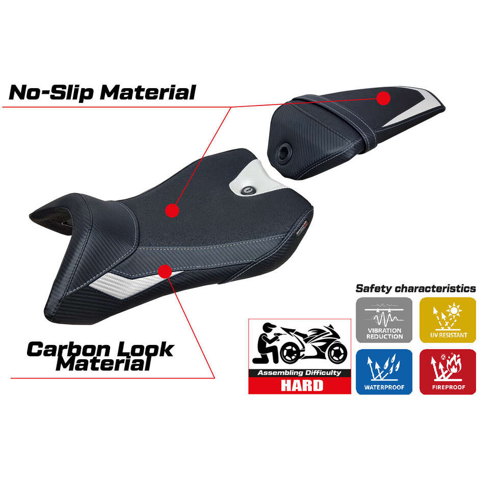 TPZ Italia Sitzbezug speziell für Yamaha R125 Modell 2016 - 2018 Nashik Ultragrip