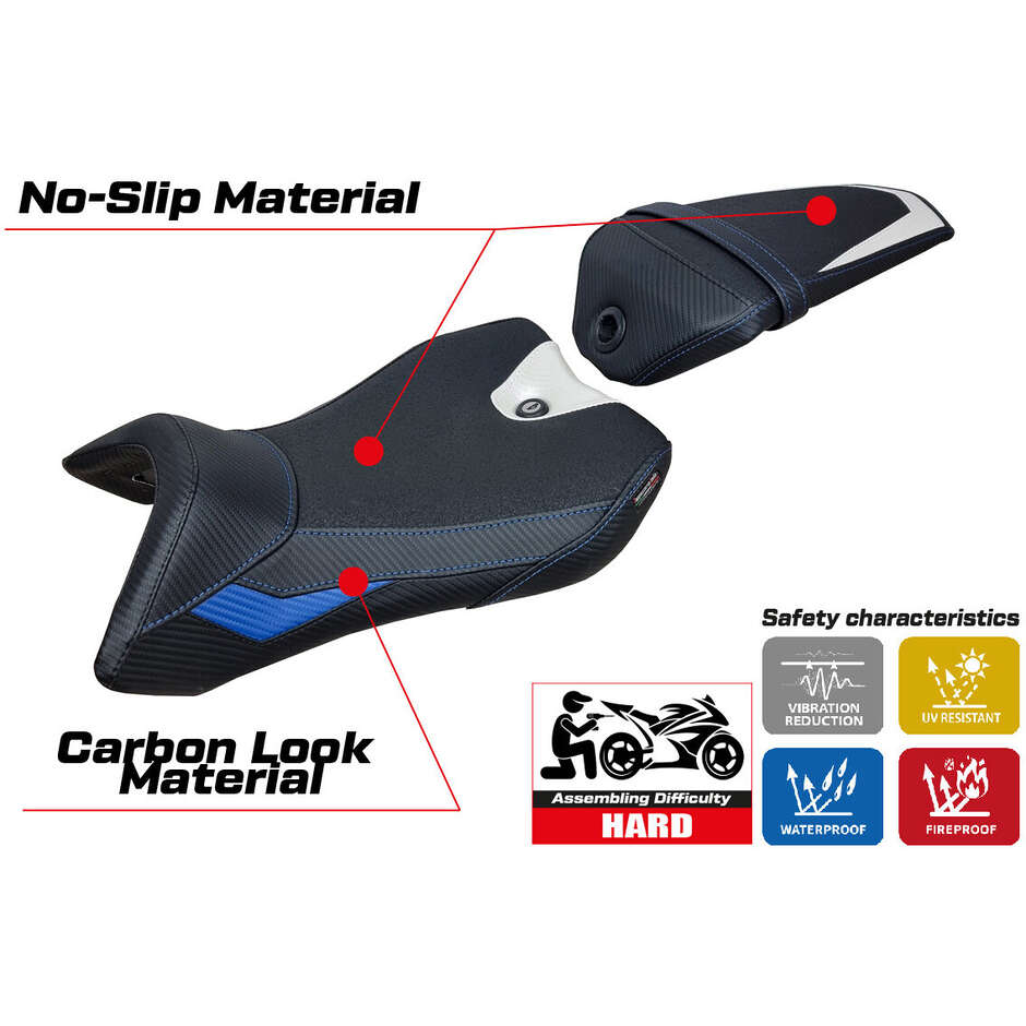 TPZ Italia Sitzbezug speziell für Yamaha R125 Modell 2016 - 2018 Nashik Ultragrip