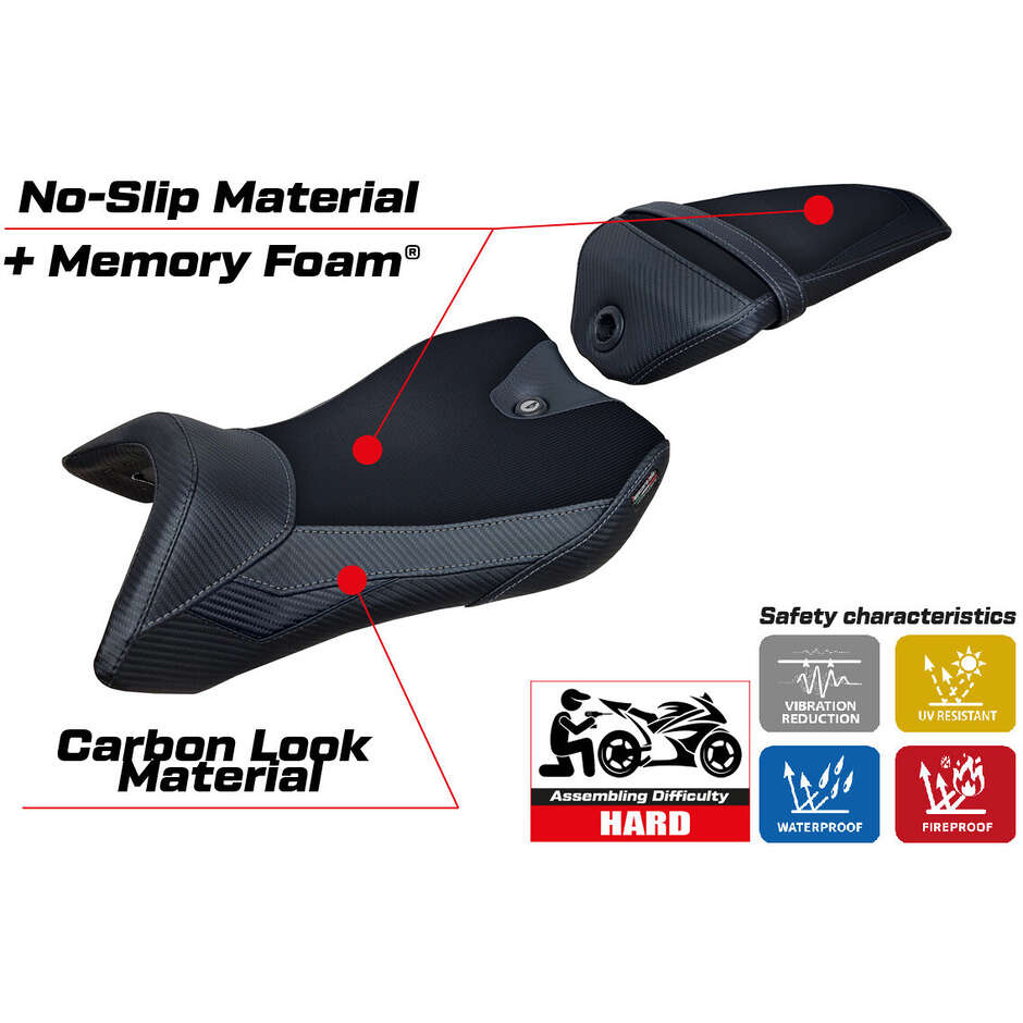 TPZ Italia Sitzbezug speziell für Yamaha R125 (Modelljahre 2016–2018) mit Nashik-Komfortsystem
