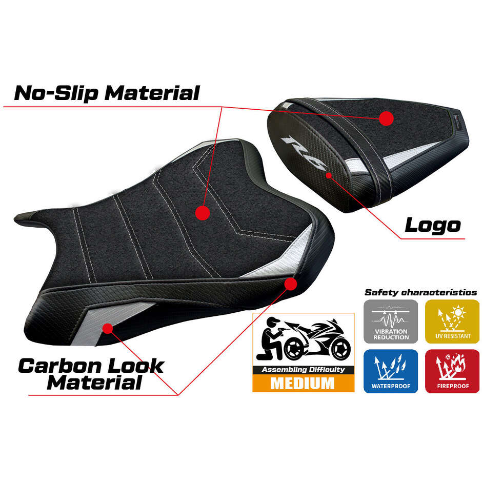 TPZ Italia Sitzbezug speziell für Yamaha R6 Modell 2006 - 2007 Aichi Ultragrip