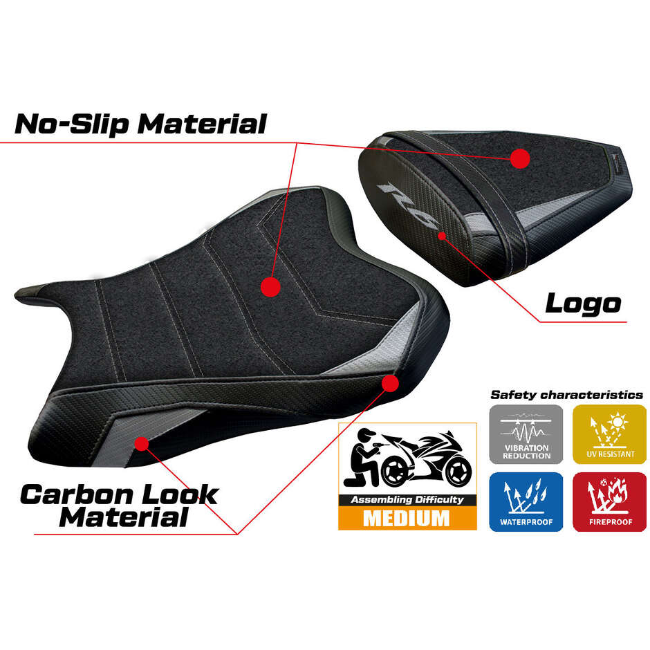 TPZ Italia Sitzbezug speziell für Yamaha R6 Modell 2006 - 2007 Aichi Ultragrip
