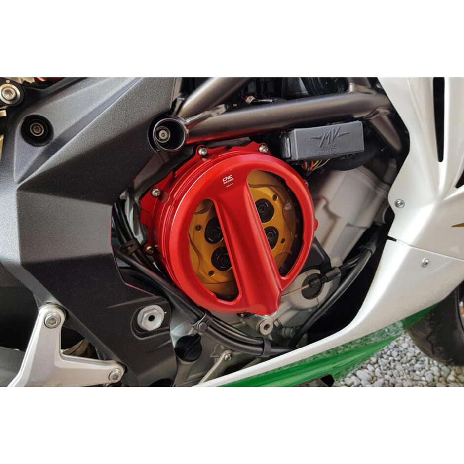 Transparent clutch cover MV Agusta CA301 - wire control CNC Racing Red