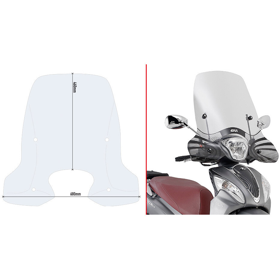 Transparent windshield Givi D6116ST For KYMCO People One 125-150 (13 > 24)