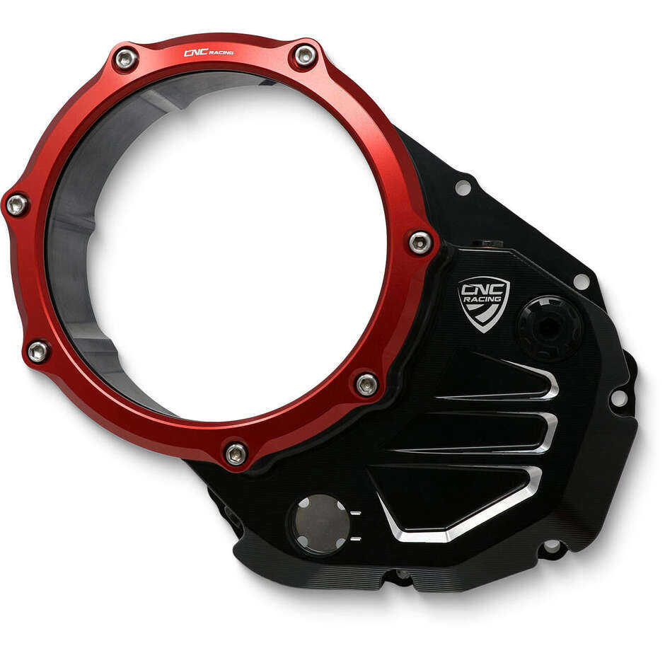 Transparente Carter Ölkupplung Ducati BICOLOR CNC Racing Schwarz Rot