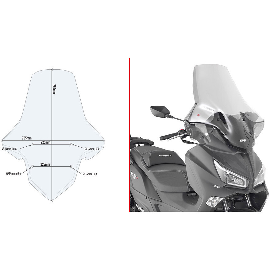 Transparente Windschutzscheibe Givi 7056DT für SYM Joymax Z 300 (19 > 20) / Joymax Z+ 300 (21 > 24) / Cruisym 300 (17 > 24) / Joyride 300 (22 > 24)