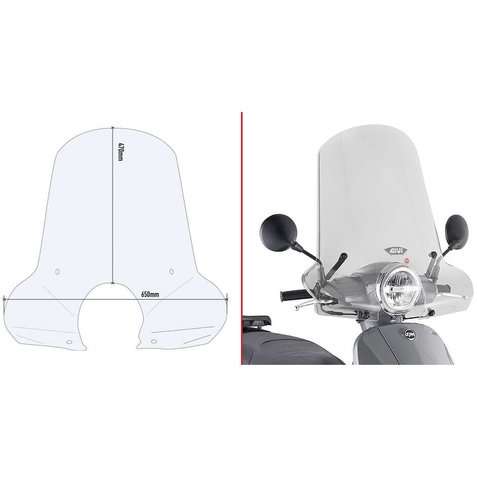 Transparente Windschutzscheibe Givi 7062A für SYM Fiddle 125 Euro 5 (20)