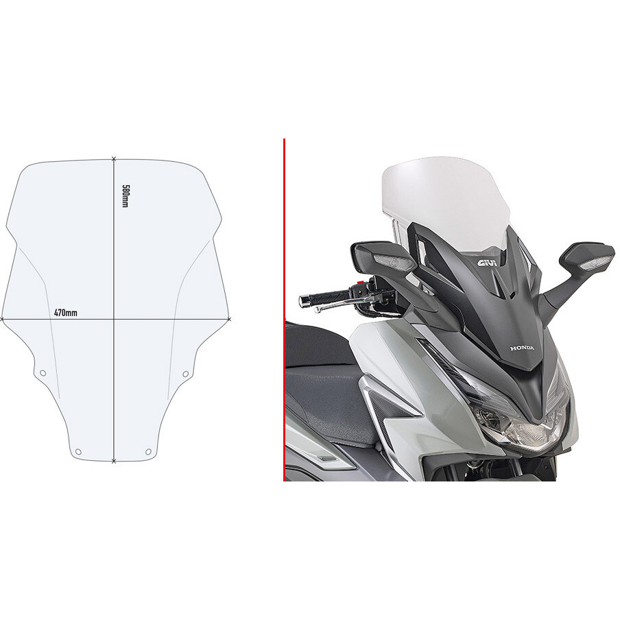 Transparente Windschutzscheibe Givi D1187ST für HONDA Forza 125 (21 > 24); Stärke 350 (21 > 24)