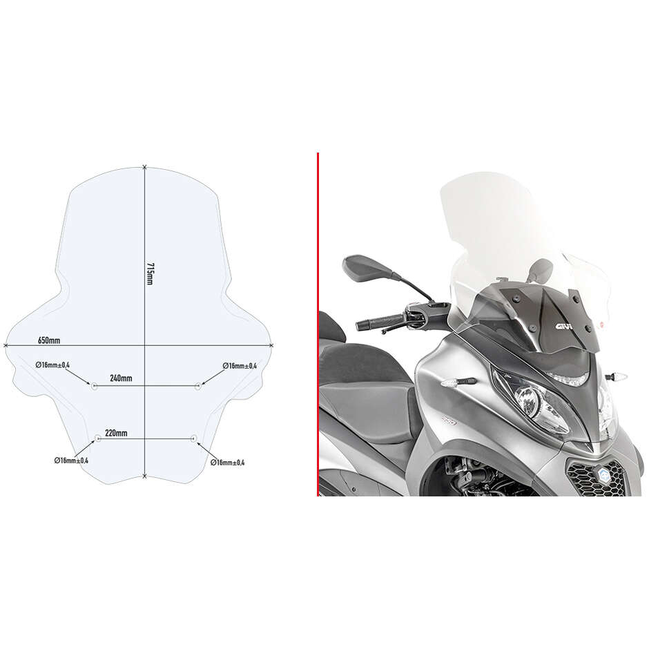 Transparente Windschutzscheibe Givi D5613ST für PIAGGIO MP3 350-400-500 Sport / Business (18 > 21)