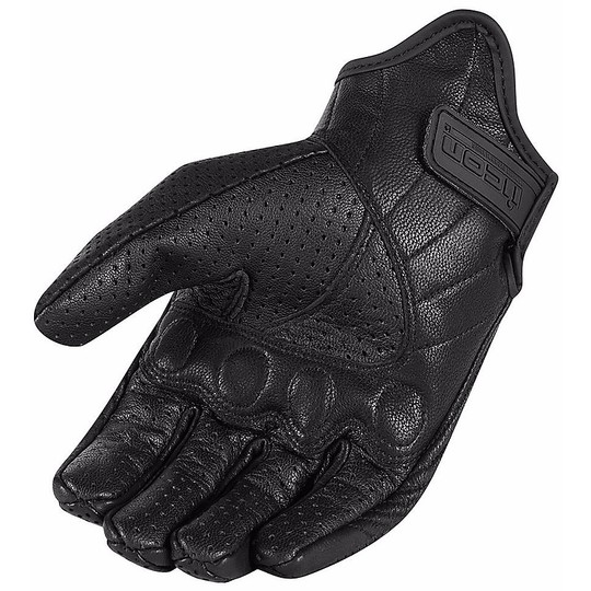 Trapped Leather Motorcycle Gloves Icon Pursuit Stealth Black Touchscreen