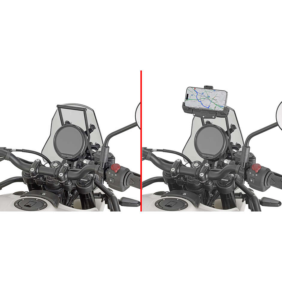 Traverse à monter derrière le pare-brise pour installer le support GPS-smartphone S902A, S920M, S920L, S95KIT et Givi FB9059 pour ROYAL ENFIELD Himalayan 450 (24 > 26)