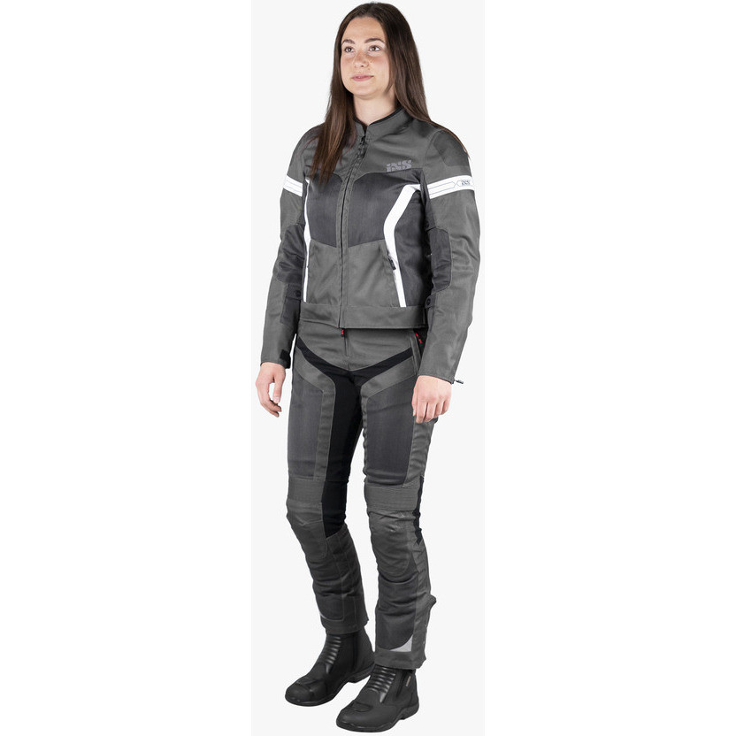 Trigonis-Air Women's Sport Fabric Motorcycle Jacket Dark Gray White