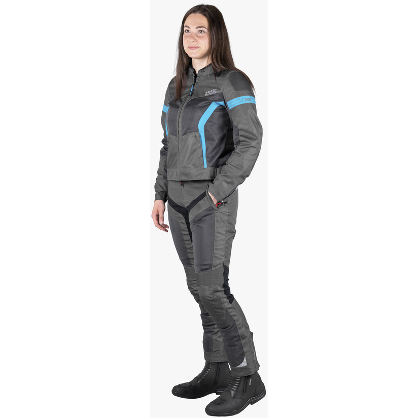 Trigonis-Air Women's Sport Fabric Motorcycle Jacket Gray Turquoise