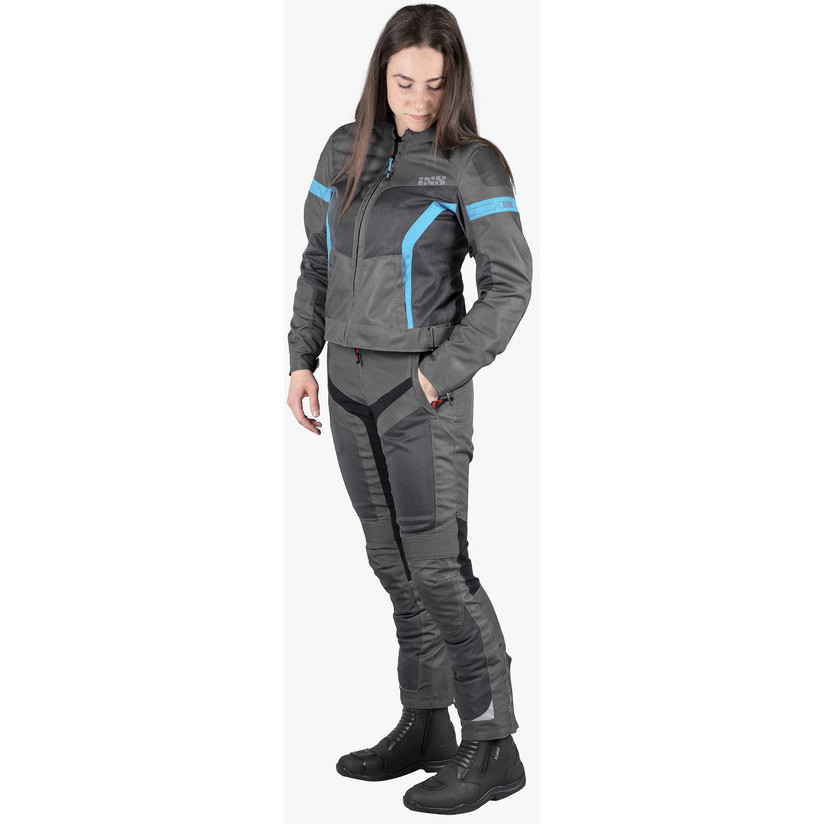 Trigonis-Air Women's Sport Fabric Motorcycle Jacket Gray Turquoise