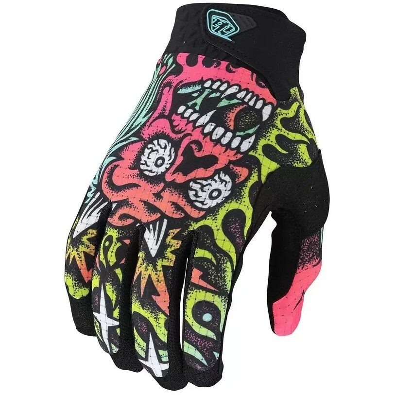 Troy Lee Design AIR GLOVE SKULL DEMON Orange Green Bike Gloves