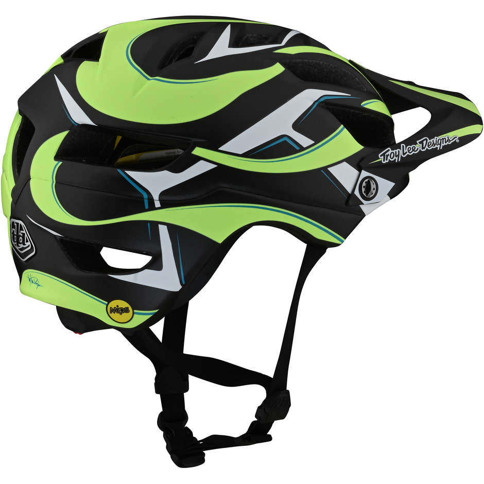 Troy Lee Designs A1 Kid's Bicycle Helmet With MIPS WELTER Black Green