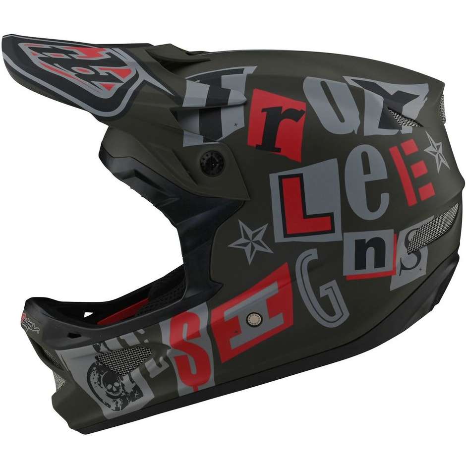 Troy Lee Designs D3 ANARCHY Olive Fiber MTB Bike Helmet