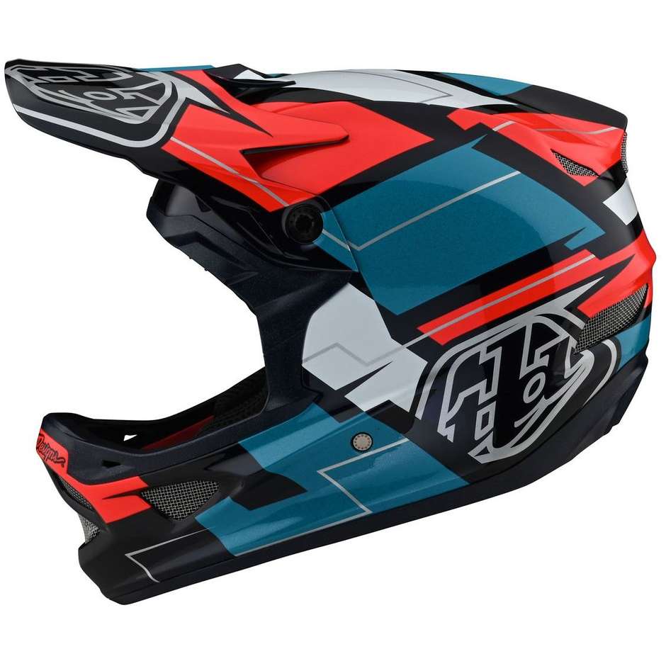 Troy Lee Designs D3 VERTIGO Blue Red MTB Fiber Helmet