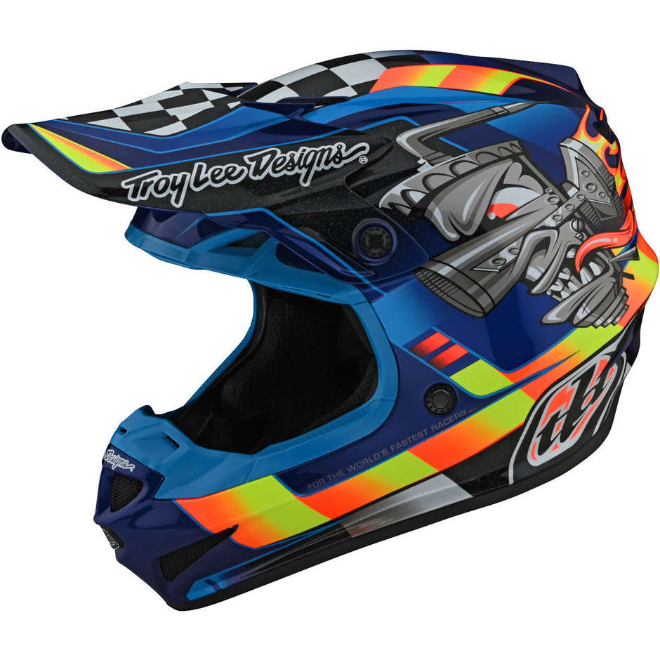 Troy Lee Designs SE4 CARB Blue Cross Enduro Motorcycle Helmet