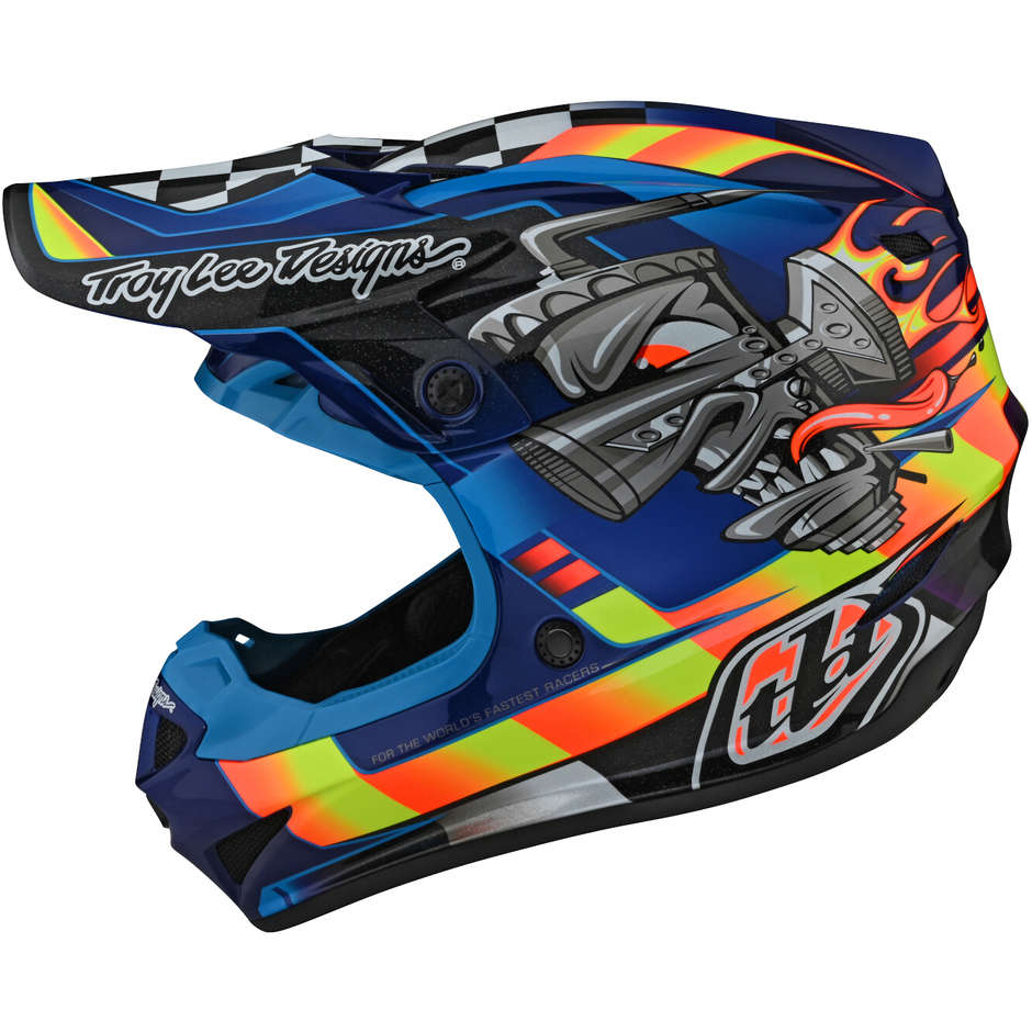 Troy Lee Designs SE4 CARB Blue Cross Enduro Motorcycle Helmet