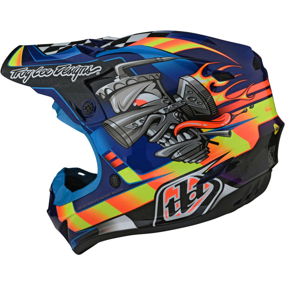 Troy Lee Designs SE4 CARB Blue Cross Enduro Motorcycle Helmet