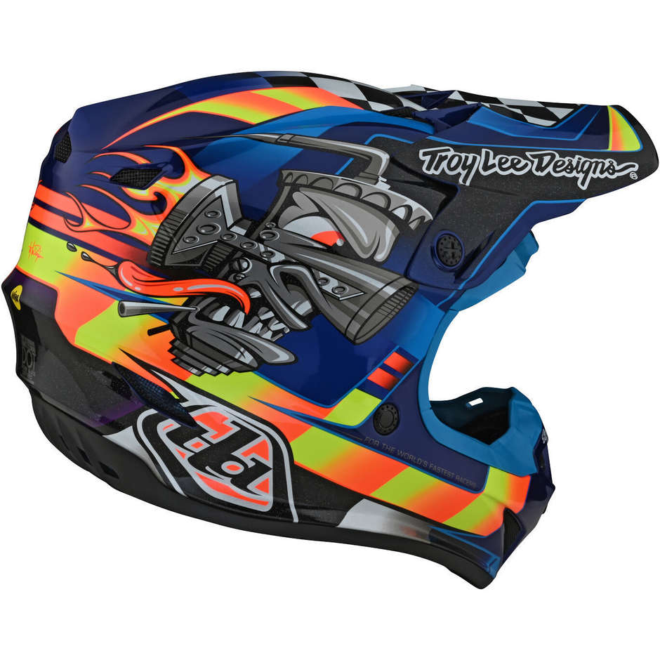 Troy Lee Designs SE4 CARB Blue Cross Enduro Motorcycle Helmet