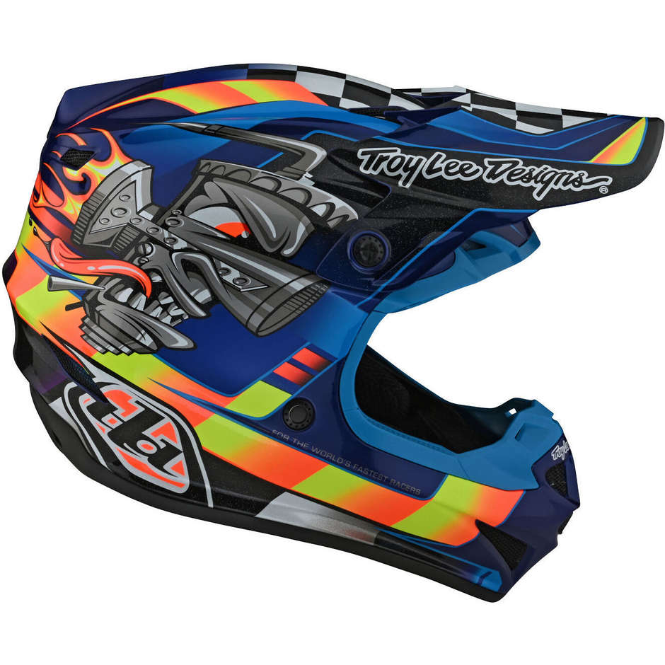 Troy Lee Designs SE4 CARB Blue Cross Enduro Motorcycle Helmet