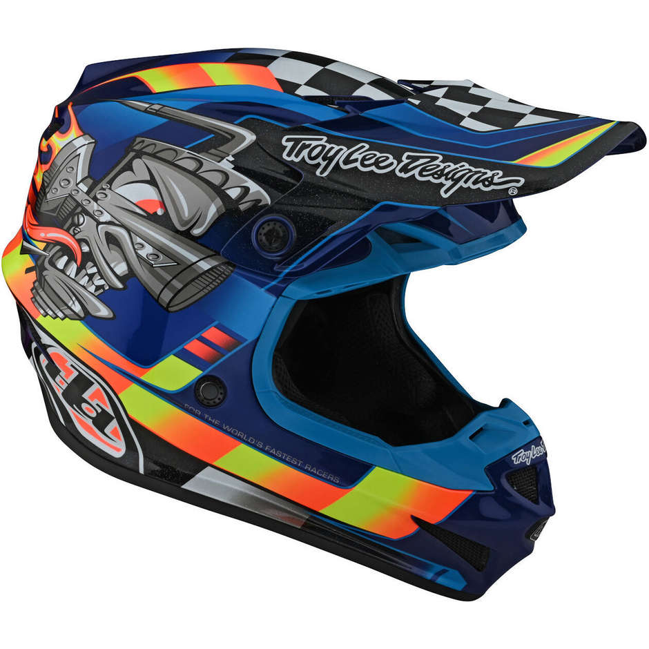 Troy Lee Designs SE4 CARB Blue Cross Enduro Motorcycle Helmet