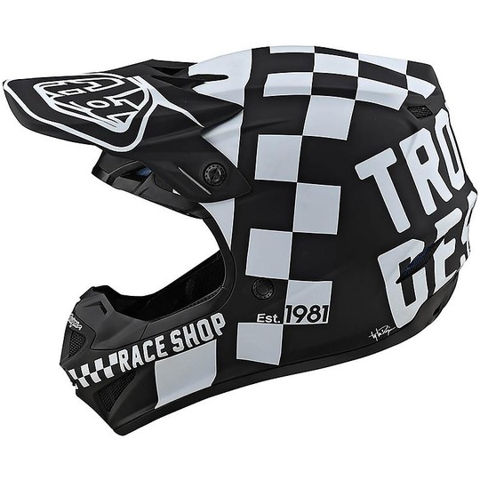 Troy Lee Designs SE4 Polyacrylite CHECKER Cross Enduro Casque de moto noir blanc